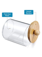 Premium Clear Acrylic Organizer Jar with Bamboo Lid – Dustproof Vanity Storage