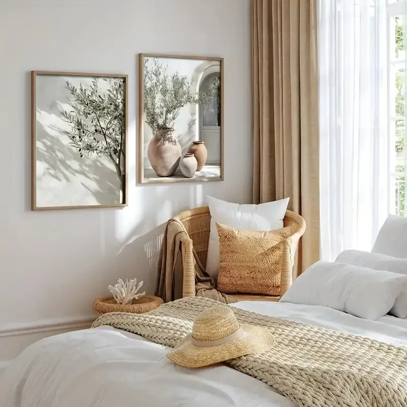 Mediterranean Olive Tree Canvas Art Print – Botanical Antique Wall Art for Living Room, Bedroom & Kitchen