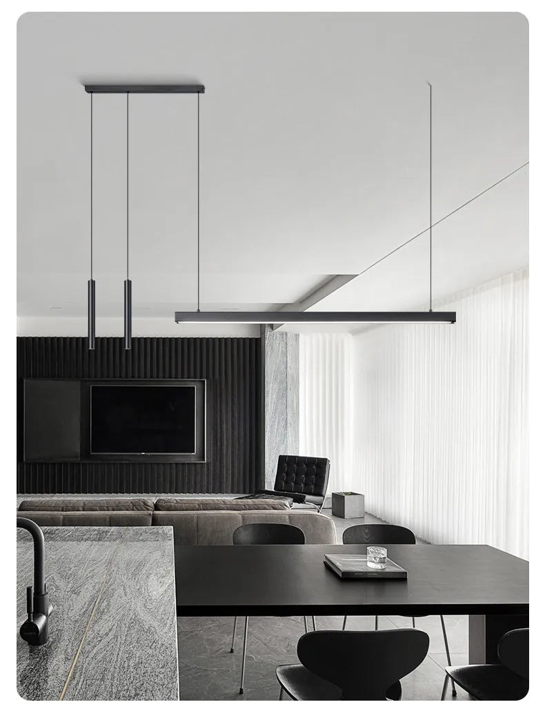 Nordic Linear LED Pendant Light – Ultra-Slim Modern Island Chandelier