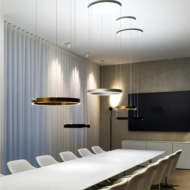 Nordic LED Ring Pendant Light – Modern Minimalist Statement Chandelier