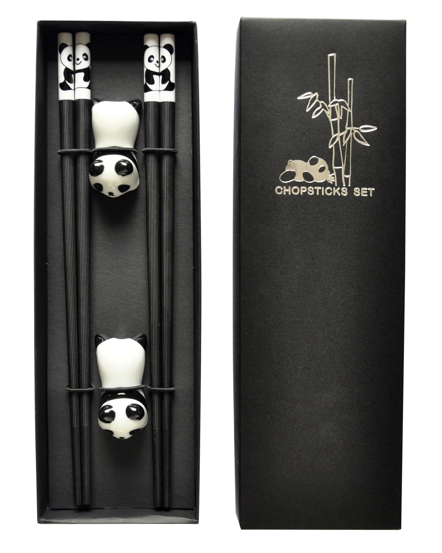 Panda Bamboo Chopsticks Set – 2 Pairs Non-Slip Reusable Chopsticks