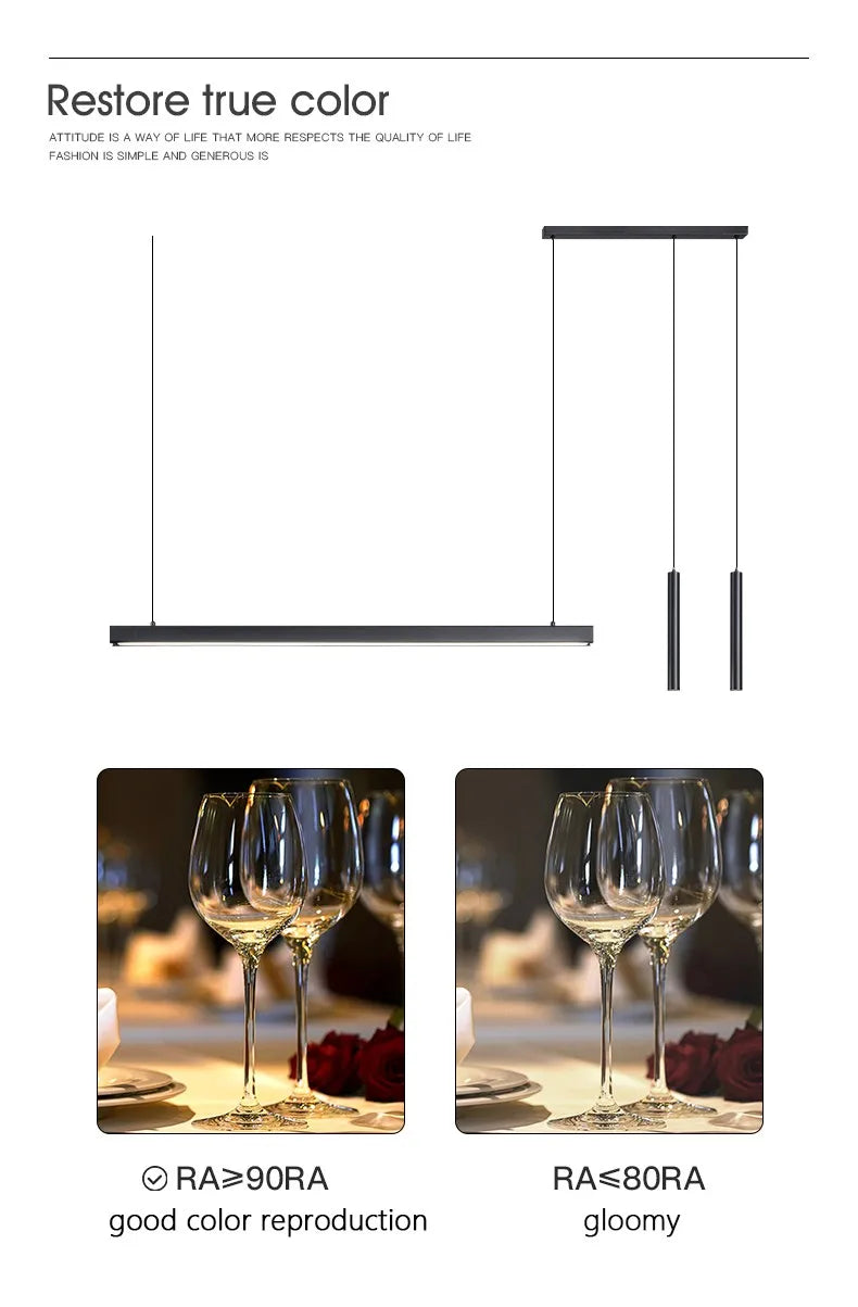 Nordic Linear LED Pendant Light – Ultra-Slim Modern Island Chandelier