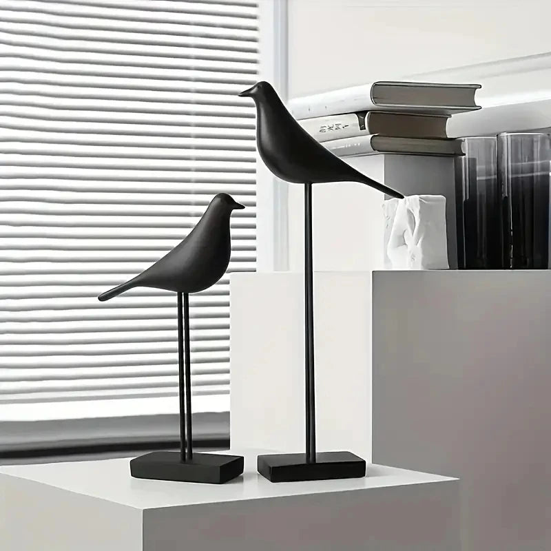 Nordic Resin Bird Statue – Modern Decorative Sculpture for Home & Office Desktop