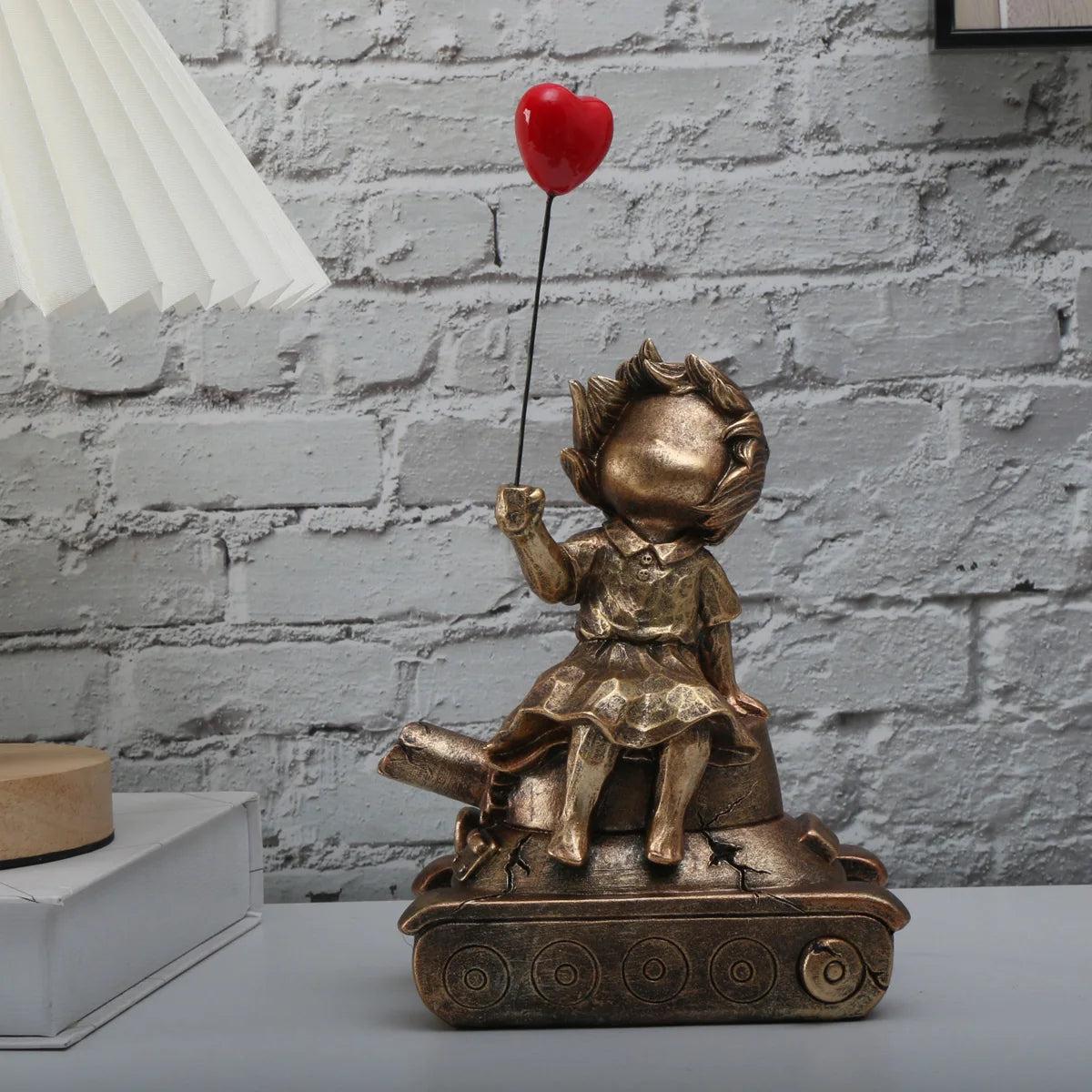 Heart Balloon Girl Sculpture – Modern Art Resin Statue Inspired Décor