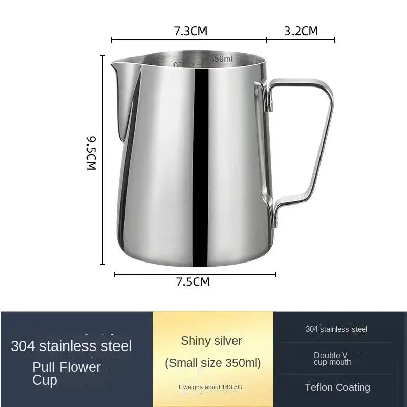 Homilly Stainless Steel Milk Frothing Pitcher with Measurement Scale – 350ml / 600ml