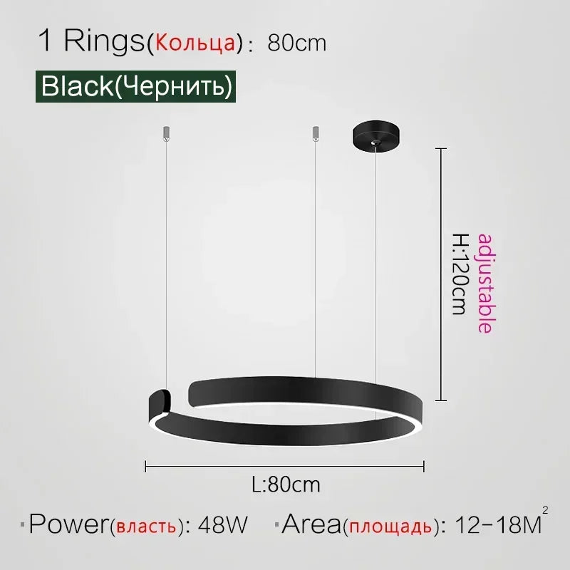 Nordic LED Ring Pendant Light – Modern Minimalist Statement Chandelier