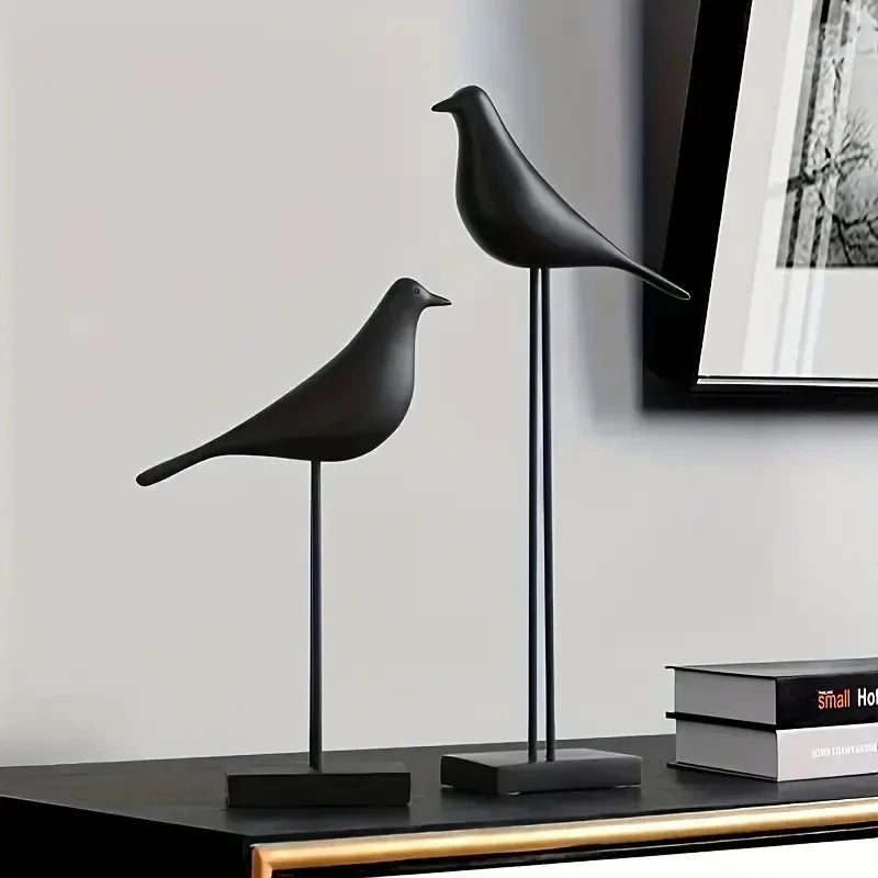 Nordic Resin Bird Statue – Modern Decorative Sculpture for Home & Office Desktop