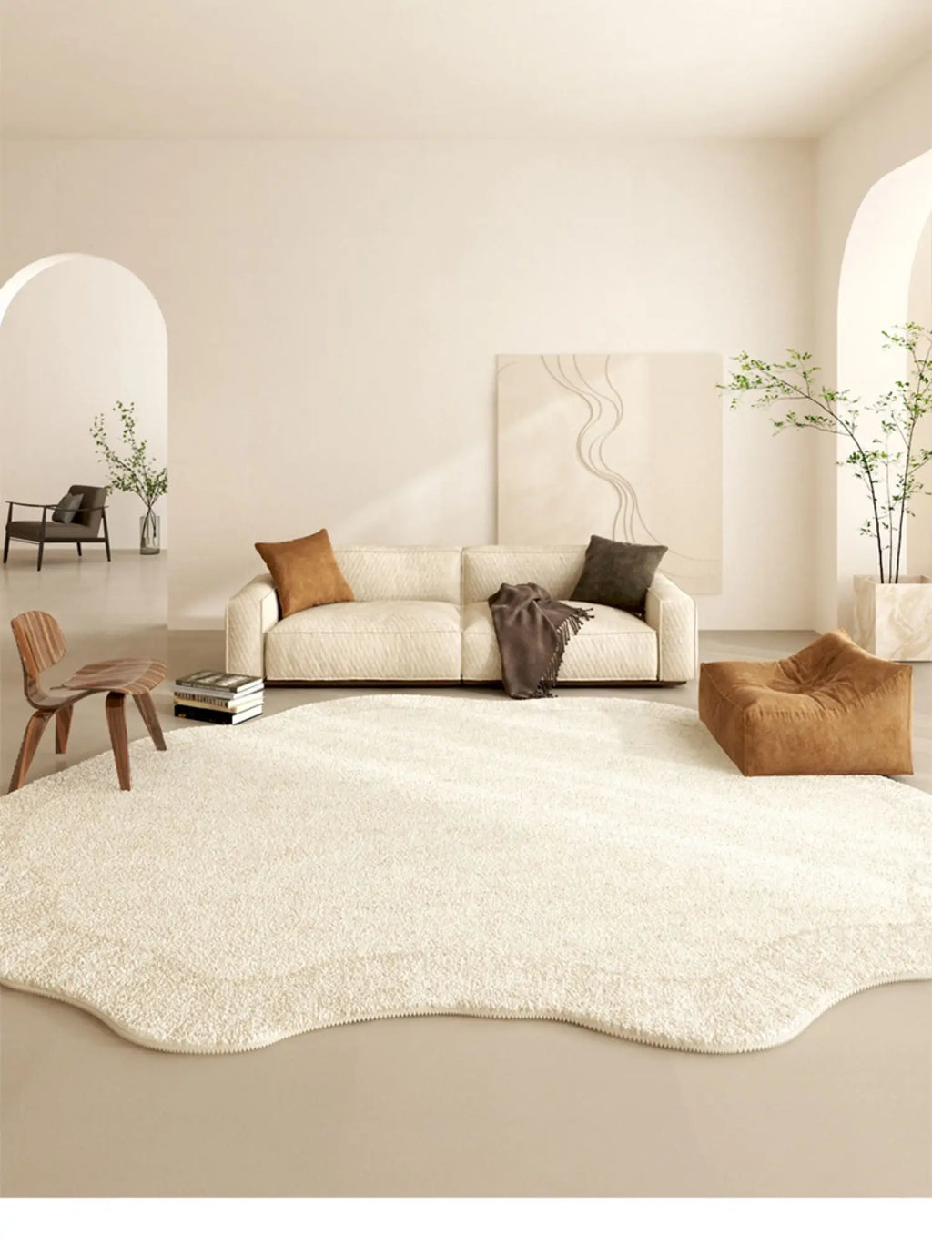 Organic Cloud Plush Area Rug – Ultra-Soft Asymmetrical Floor Mat