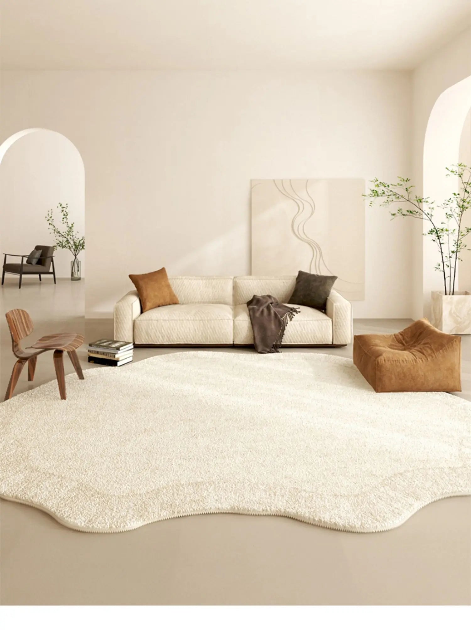 Organic Cloud Plush Area Rug – Ultra-Soft Asymmetrical Floor Mat