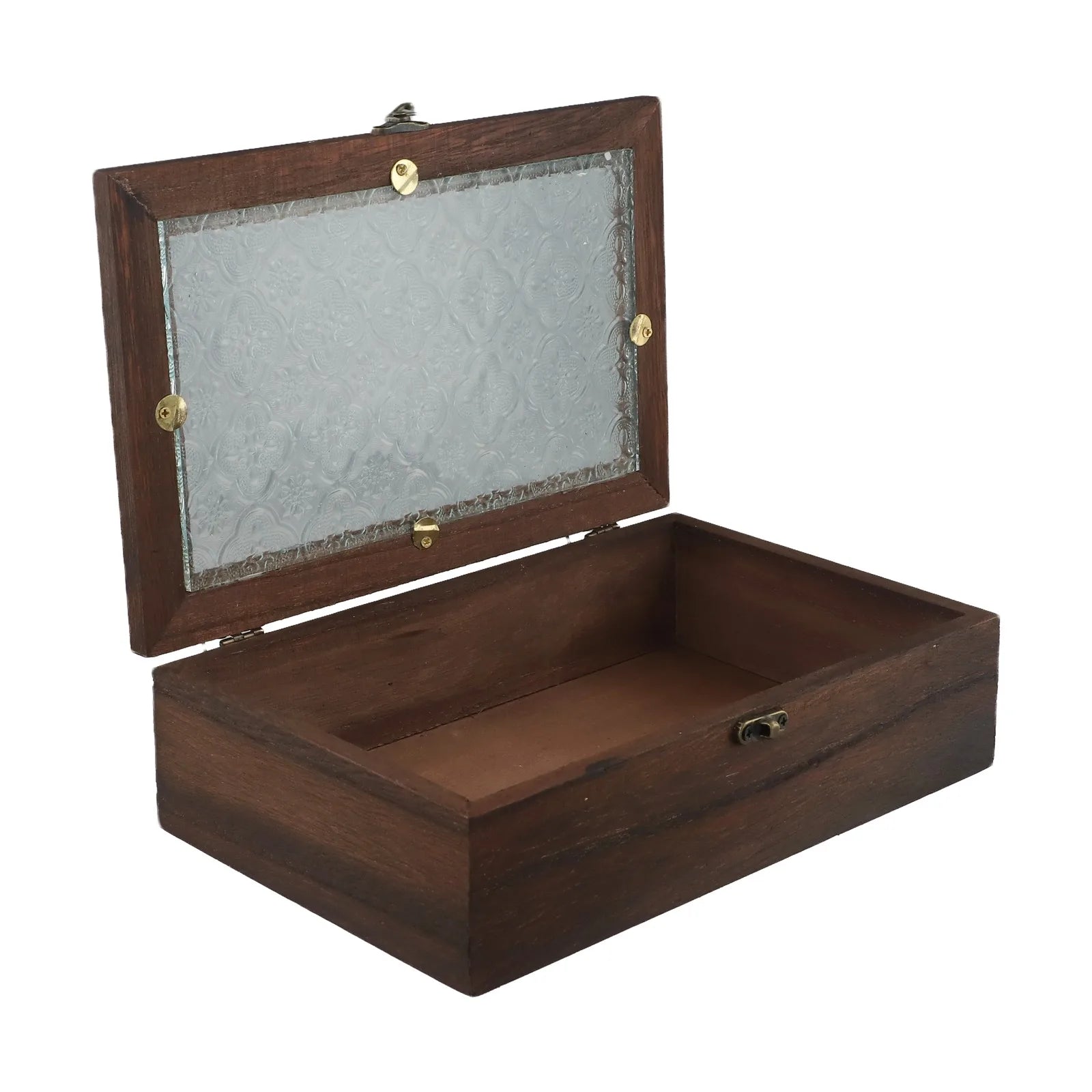 Homilly Vintage Wooden Storage Box – Nordic Glass Lid Organizer