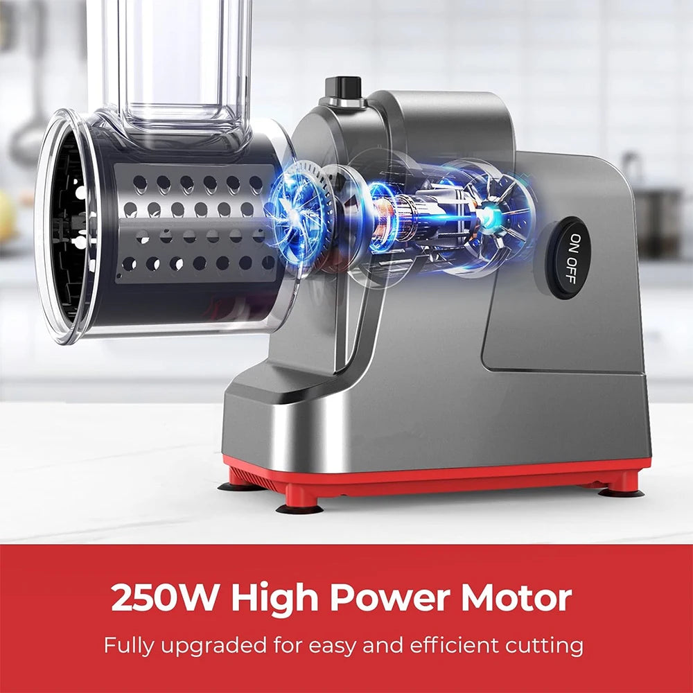 5-in-1 Electric Vegetable Slicer & Shredder – 250W Stainless Steel Food Processor