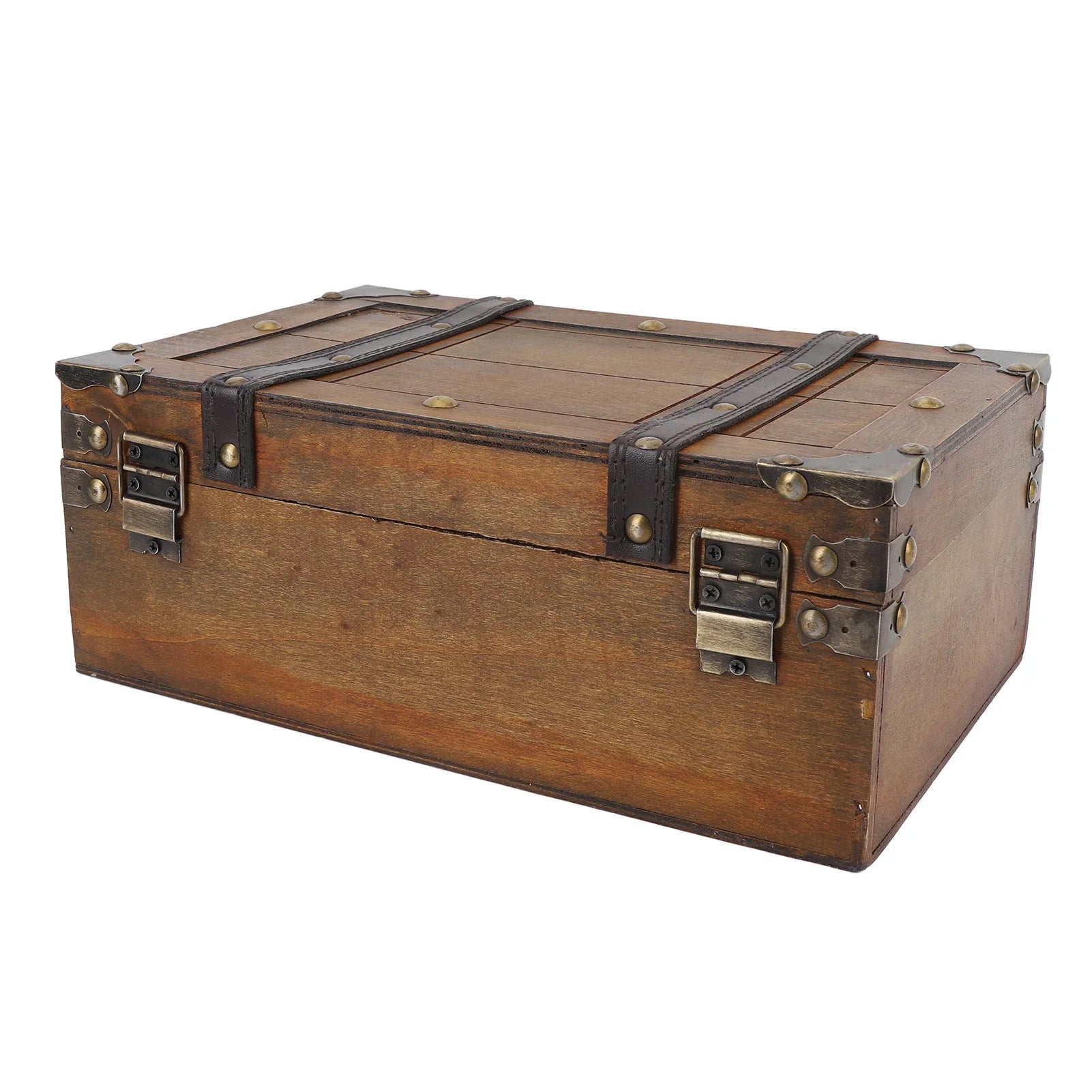 Homilly Vintage Wooden Storage Chest – Decorative Trunk with Handle