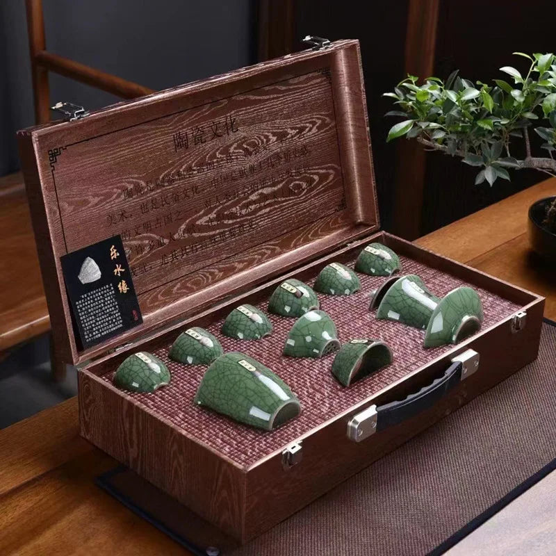 Homilly Crackle Glaze Kung Fu Tea Set with Premium Gift Box