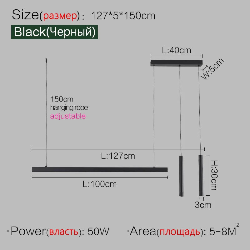 Nordic Linear LED Pendant Light – Ultra-Slim Modern Island Chandelier