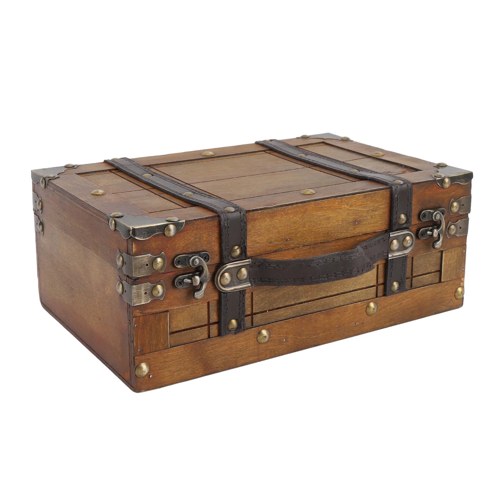 Homilly Vintage Wooden Storage Chest – Decorative Trunk with Handle