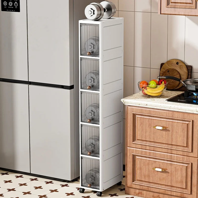 Slim Rolling Storage Cabinet 20cm Wide – Space-Saving Organizer with 2–6 Tiers