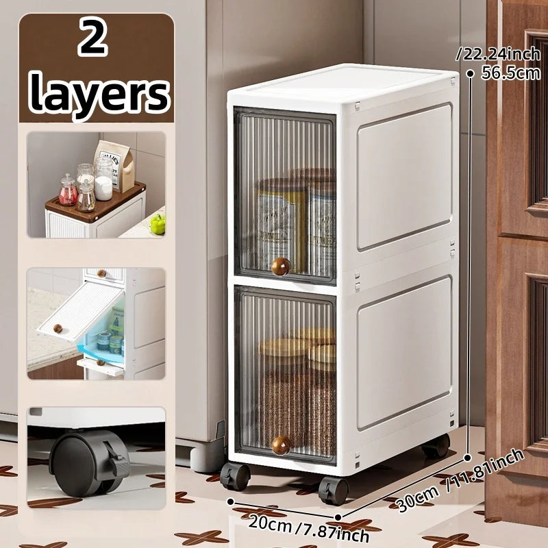 Slim Rolling Storage Cabinet 20cm Wide – Space-Saving Organizer with 2–6 Tiers