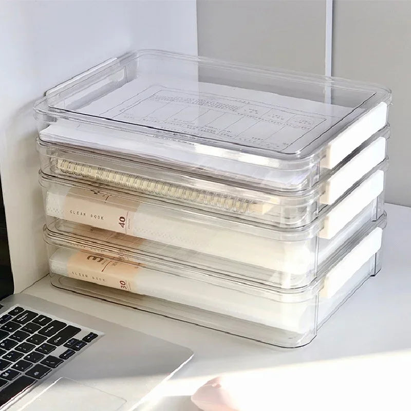 Clear Acrylic A4 Document Organizer Box – Dustproof Desktop Storage Solution