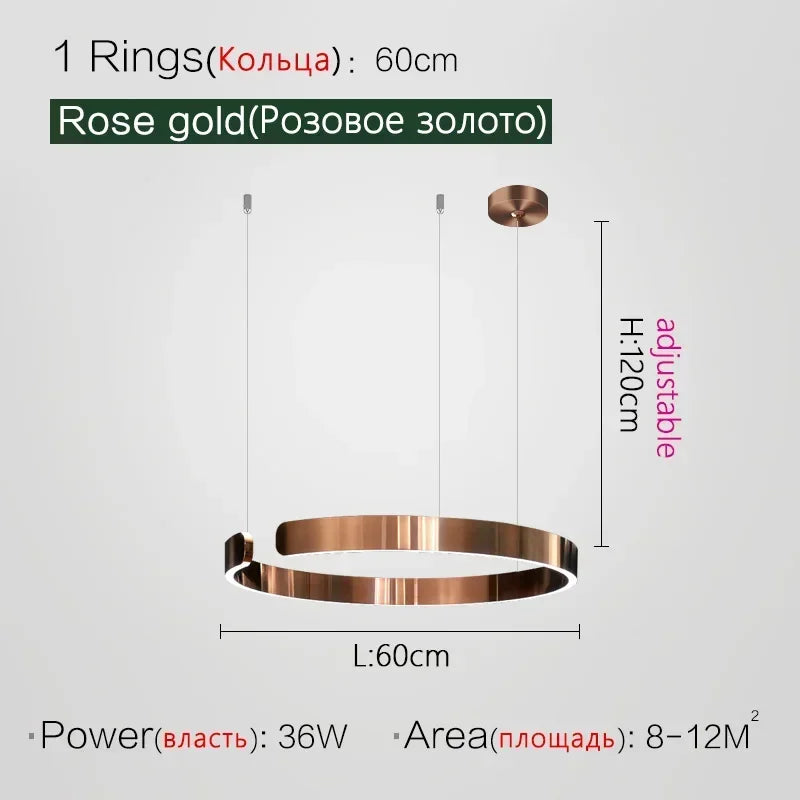 Nordic LED Ring Pendant Light – Modern Minimalist Statement Chandelier