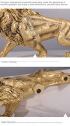 Majestic Golden Lion Sculpture – Modern Art Accent Piece