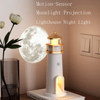 Nordic Lighthouse Moon Projection Lamp - Motion Sensor Ambient Light