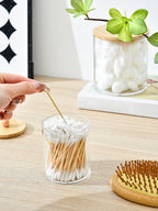 Premium Clear Acrylic Organizer Jar with Bamboo Lid – Dustproof Vanity Storage