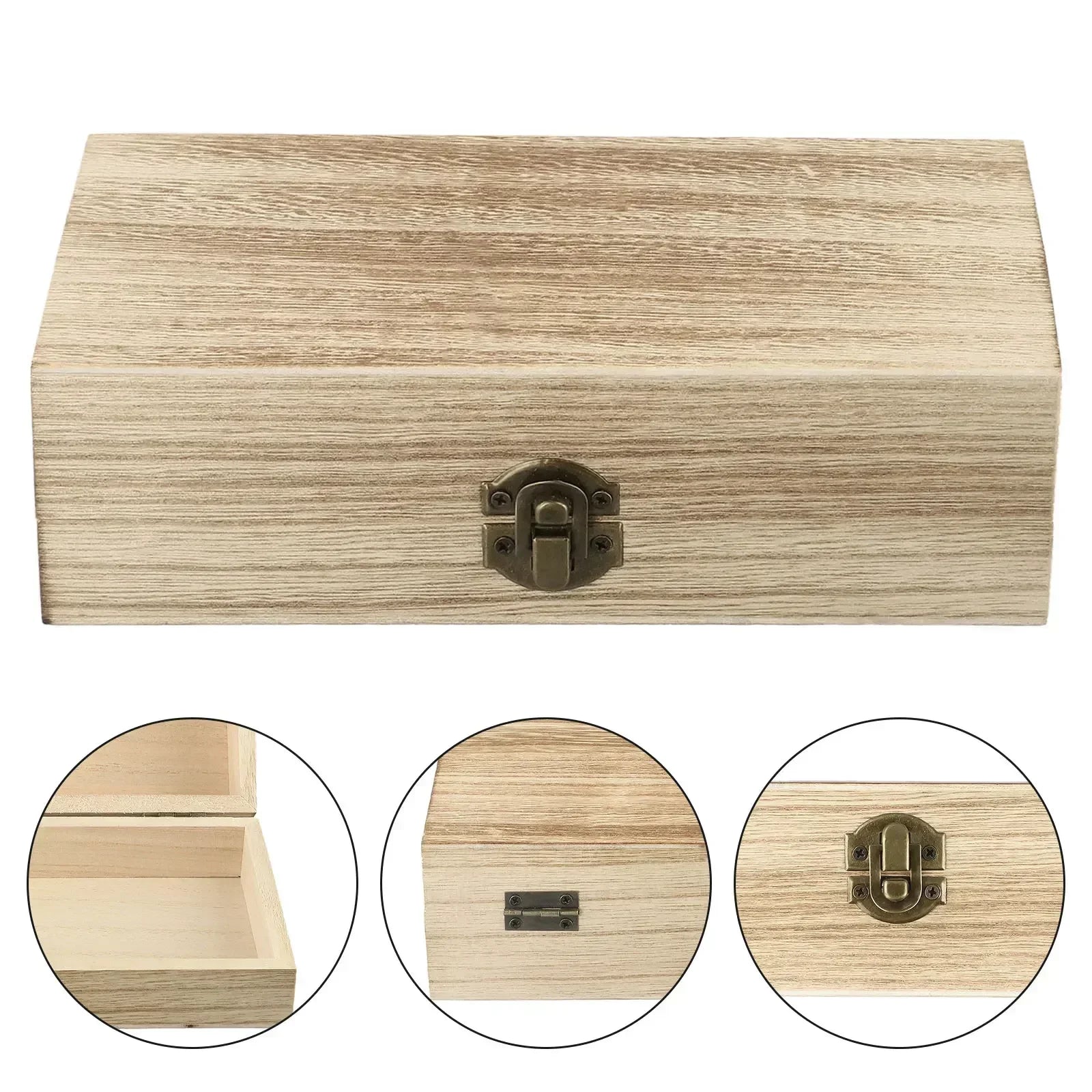 Homilly Retro Wooden Jewellery Storage Box with Lock – Desktop Organiser