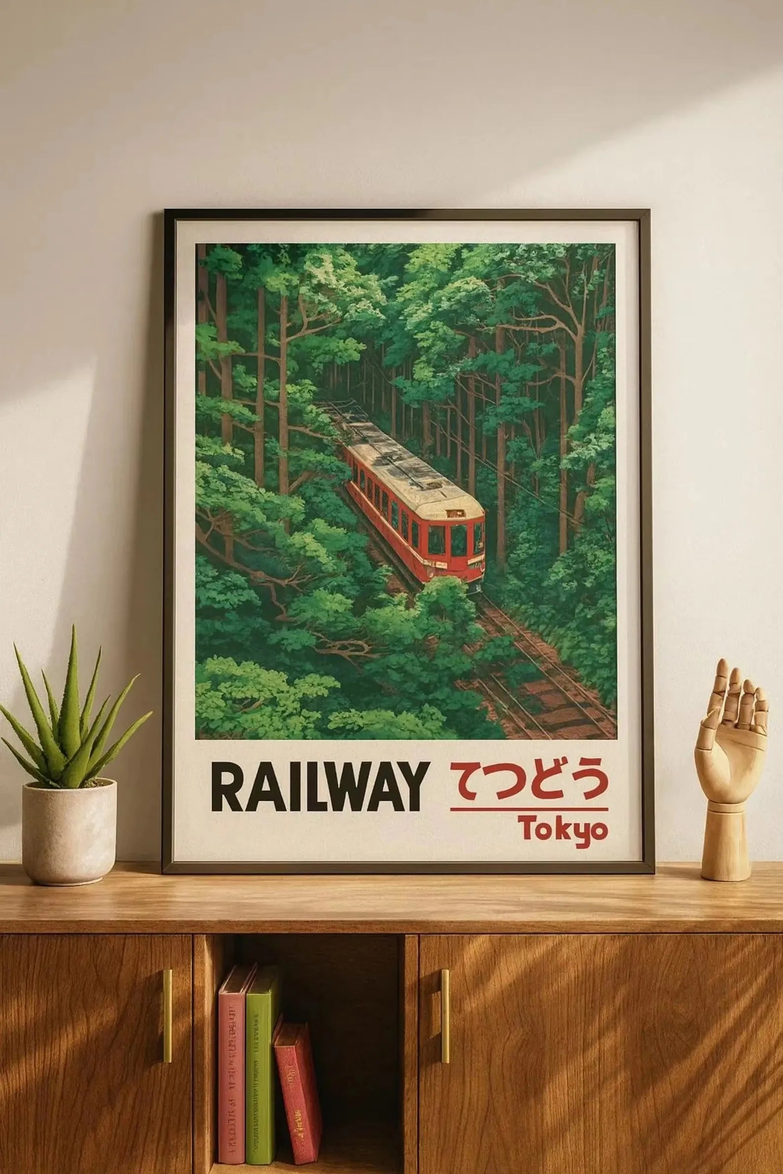 Retro Japanese Landscape Canvas Print – Asian Railway Wall Art for Modern Home Décor