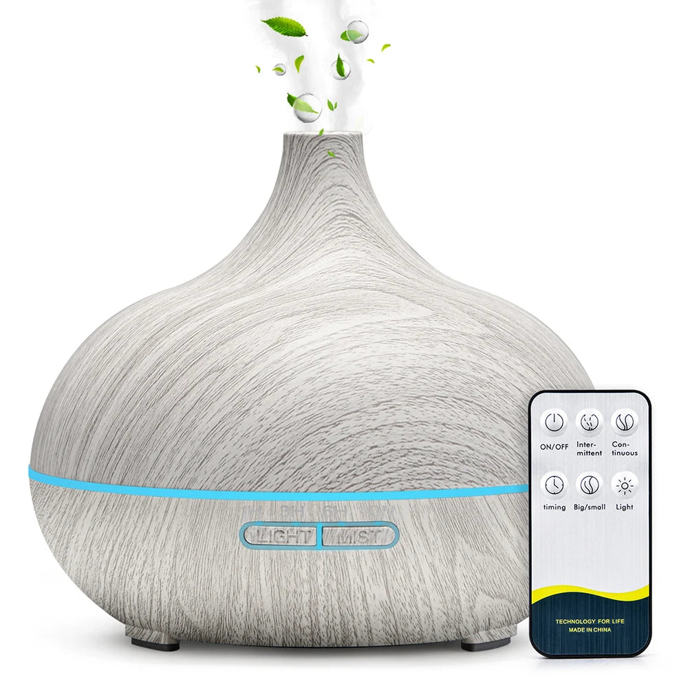 Premium Wood Grain Essential Oil Diffuser (500ml) – Ultrasonic Aromatherapy & Ambient Humidifier