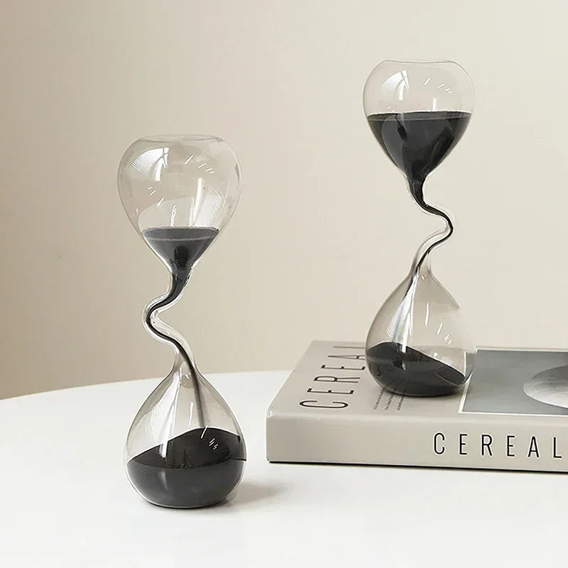 Nordic Curved Glass Hourglass - Minimalist Sand Timer