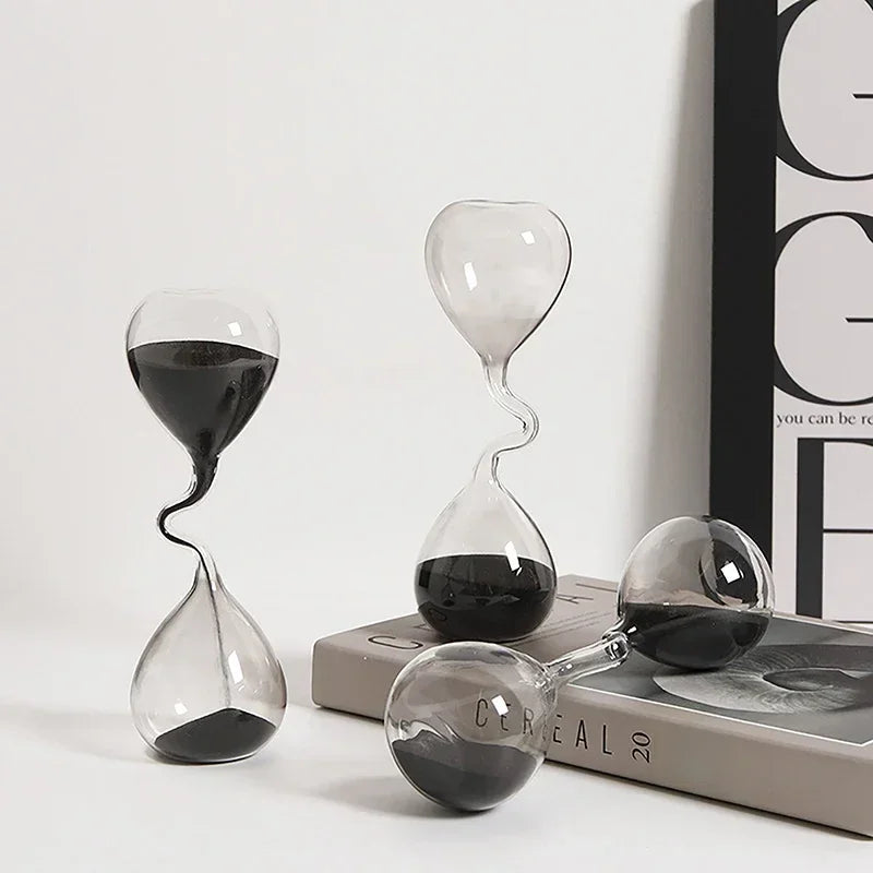 Nordic Curved Glass Hourglass - Minimalist Sand Timer