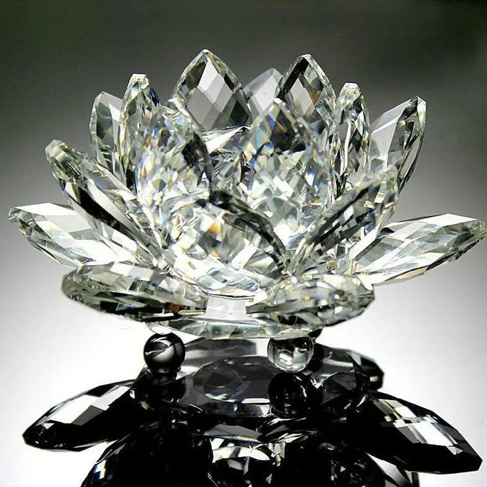 Sparkling Crystal Lotus Flower – Elegant Feng Shui Decor & Paperweight