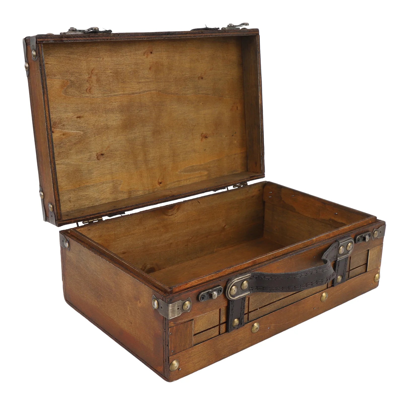 Homilly Vintage Wooden Storage Chest – Decorative Trunk with Handle