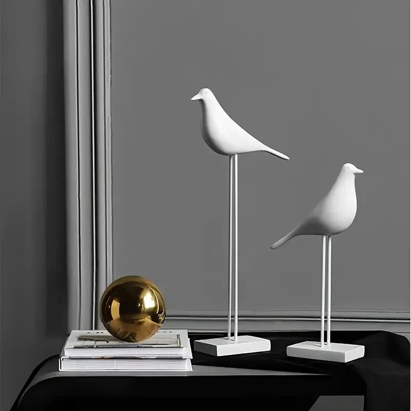 Nordic Resin Bird Statue – Modern Decorative Sculpture for Home & Office Desktop