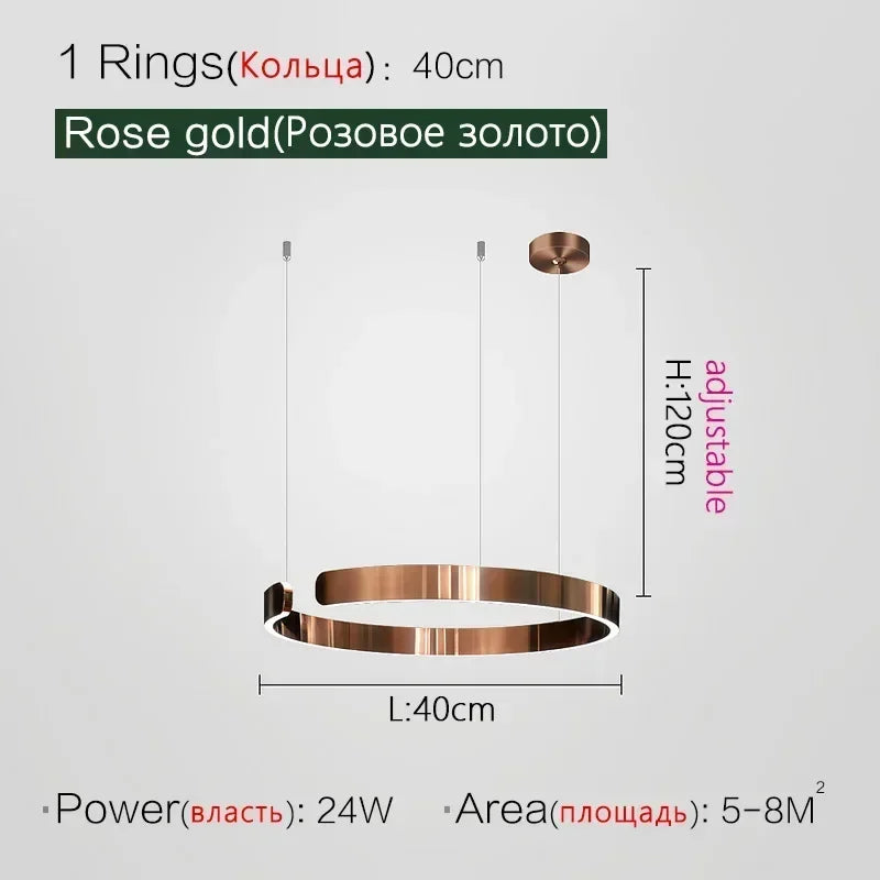 Nordic LED Ring Pendant Light – Modern Minimalist Statement Chandelier