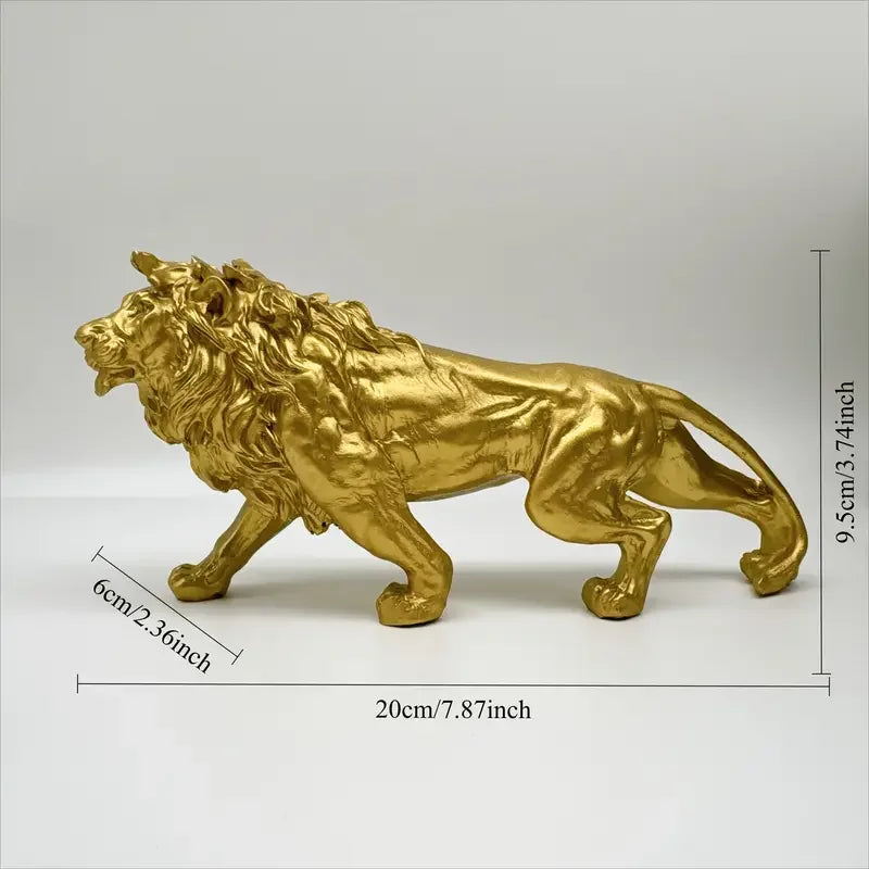 Majestic Golden Lion Sculpture – Modern Art Accent Piece