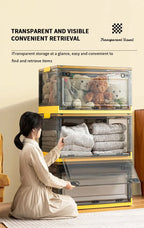 Foldable Clear Storage Trunk – Large Capacity Stackable Organizer for Clothes & Wardrobe