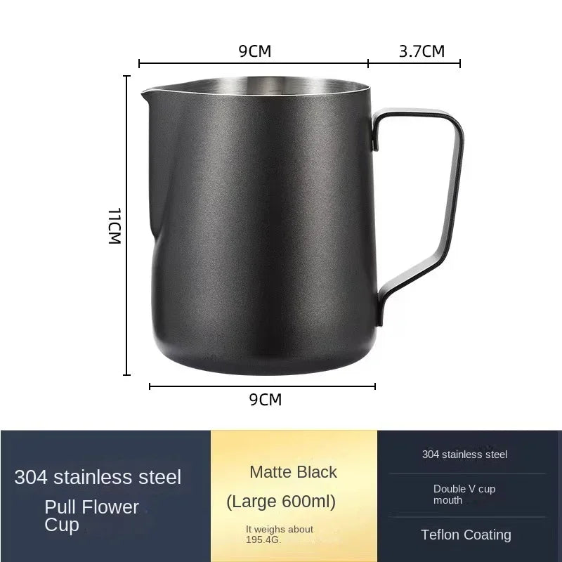 Homilly Stainless Steel Milk Frothing Pitcher with Measurement Scale – 350ml / 600ml