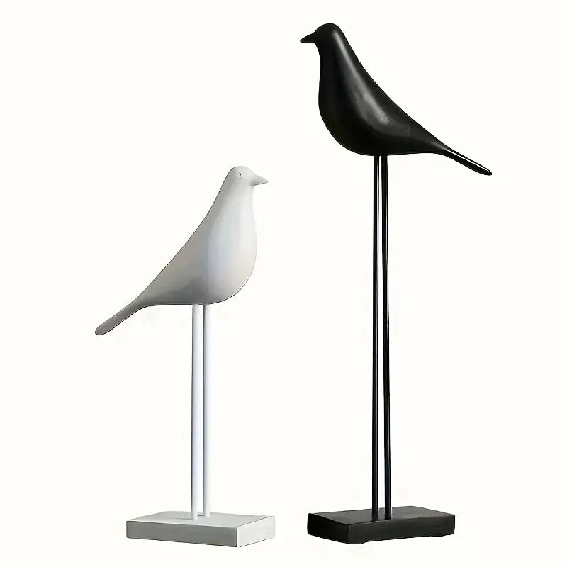 Nordic Resin Bird Statue – Modern Decorative Sculpture for Home & Office Desktop
