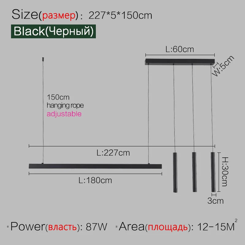 Nordic Linear LED Pendant Light – Ultra-Slim Modern Island Chandelier