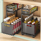 2-Tier Pull-Out Cabinet Organizer – Adjustable Under Sink Storage Rack