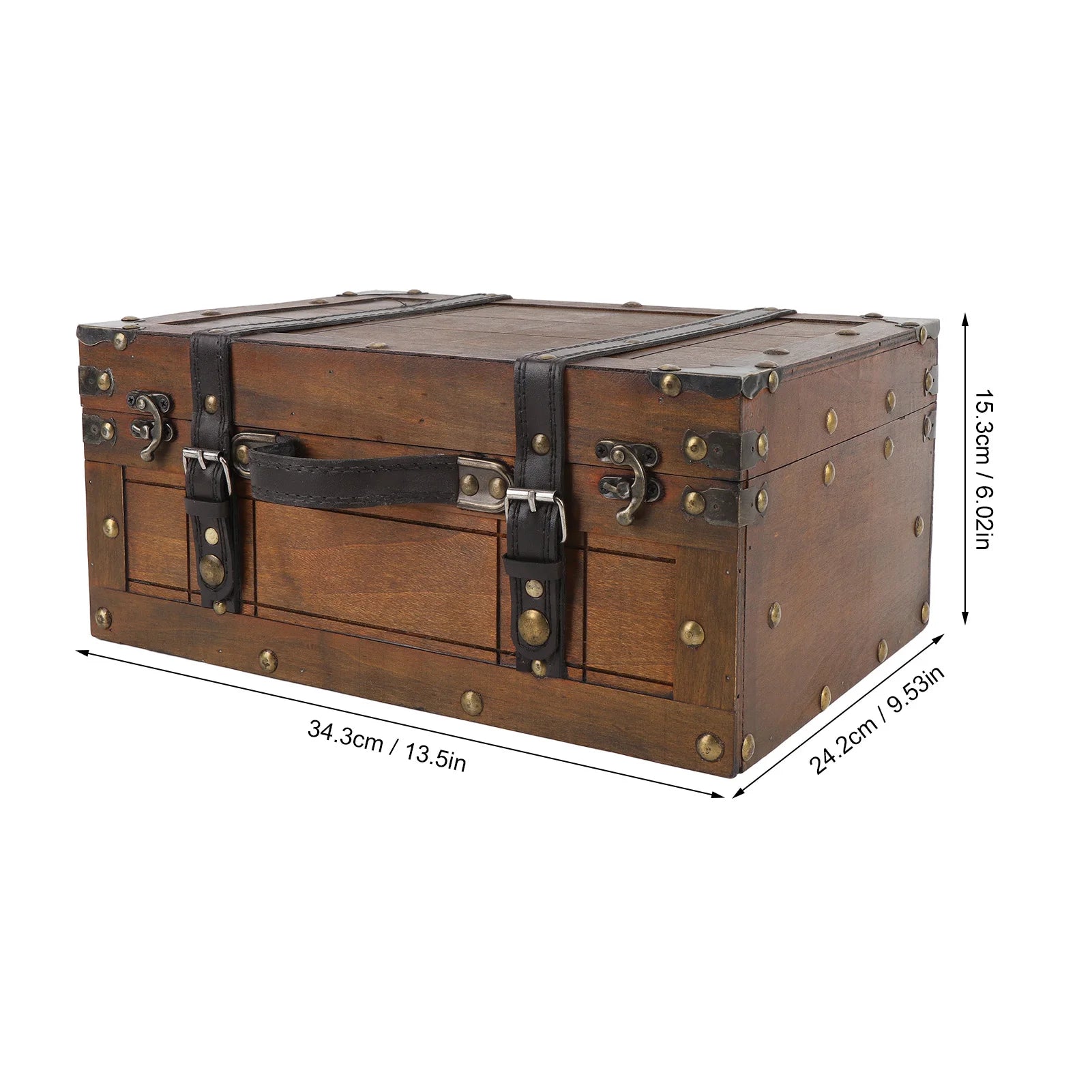 Homilly Vintage Wooden Storage Chest – Decorative Trunk with Handle