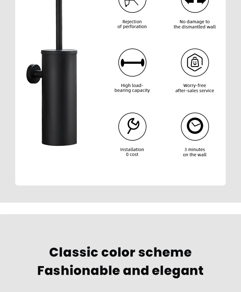 Wall-Mounted Stainless Steel Toilet Brush Holder