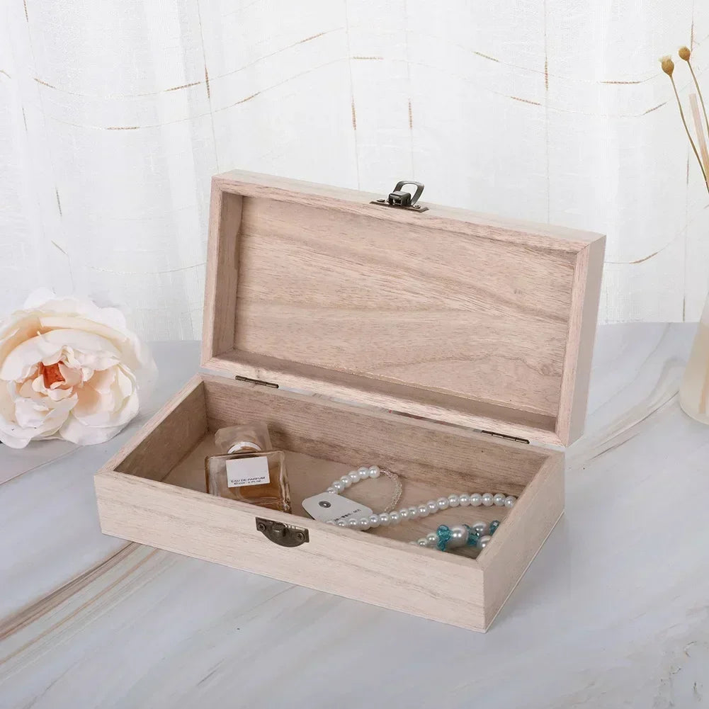Homilly Retro Wooden Jewellery Storage Box with Lock – Desktop Organiser
