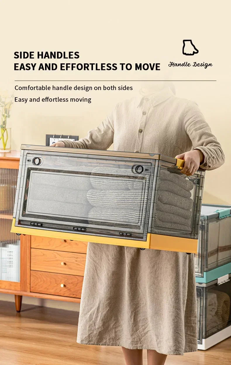 Foldable Clear Storage Trunk – Large Capacity Stackable Organizer for Clothes & Wardrobe