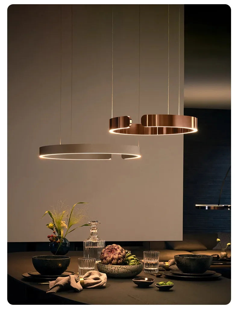 Nordic LED Ring Pendant Light – Modern Minimalist Statement Chandelier