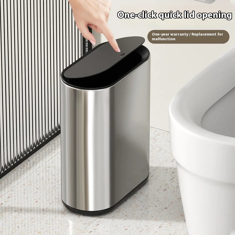 Homilliy Slim Stainless Steel Trash Can – 7L Press Lid