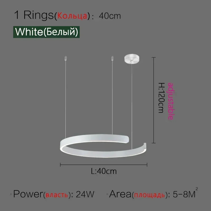 Nordic LED Ring Pendant Light – Modern Minimalist Statement Chandelier