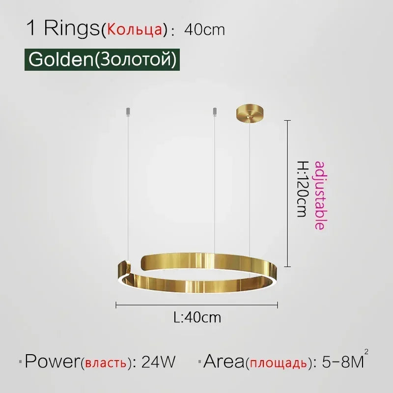 Nordic LED Ring Pendant Light – Modern Minimalist Statement Chandelier