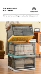 Foldable Clear Storage Trunk – Large Capacity Stackable Organizer for Clothes & Wardrobe